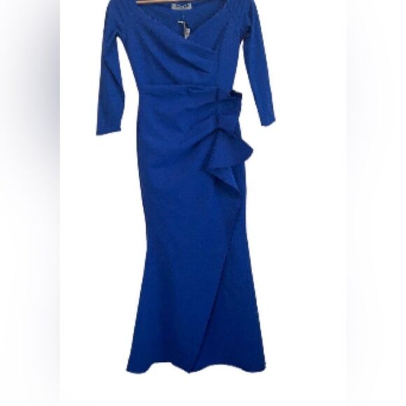 Chiara Boni La Petite Robe Silveria Side Ruffle Gown size 46 - Picture 4 of 11